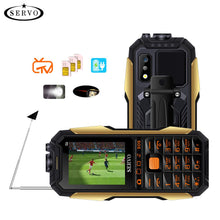 Load image into Gallery viewer, SERVO X7 Mobile Phone 3 SIM Cards 2.4" Antenna Analog TV Voice Changing Laser Flashlight Power Bank Russian keyboard Cell Phone
