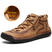 Load image into Gallery viewer, UEXIA Winter Men Ankle Boots Comfortable Thick Plush Warm Men Snow Boots Split Leather Autumn Outdoor Man Motorcycle Footwear
