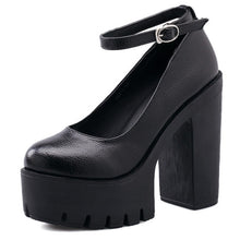 Load image into Gallery viewer, Gdgydh 2020 new spring autumn casual high-heeled shoes sexy ruslana korshunova thick heels platform pumps Black White Size 42