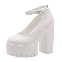 Load image into Gallery viewer, Gdgydh 2020 new spring autumn casual high-heeled shoes sexy ruslana korshunova thick heels platform pumps Black White Size 42