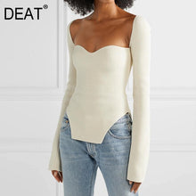 Load image into Gallery viewer, DEAT 2020 new spring and summer fashion women clothes cashmere sqaure collar full sleeves elastic high waist sexy pullover WK080