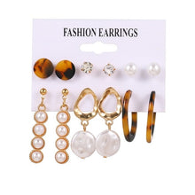 Load image into Gallery viewer, FNIO Women's Earrings Set Pearl Earrings For Women Bohemian Fashion Jewelry 2020 Geometric Crystal Heart Stud Earrings