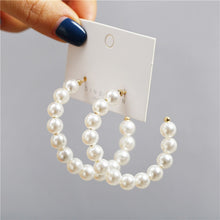 Load image into Gallery viewer, Simple Plain Gold Color Metal Pearl Hoop Earrings Fashion Big Circle Hoops Statement Earrings for Women Party Jewelry