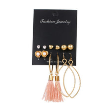 Load image into Gallery viewer, EN 12 Pairs Flower Women'S Earrings Set Pearl Crystal Stud Earrings Boho Geometric Tassel Earrings For Women 2020 Jewelry Gift