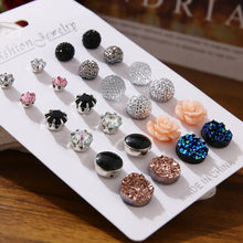 Load image into Gallery viewer, EN 12 Pairs Flower Women'S Earrings Set Pearl Crystal Stud Earrings Boho Geometric Tassel Earrings For Women 2020 Jewelry Gift