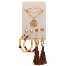 Load image into Gallery viewer, EN 12 Pairs Flower Women'S Earrings Set Pearl Crystal Stud Earrings Boho Geometric Tassel Earrings For Women 2020 Jewelry Gift