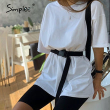 Load image into Gallery viewer, Simplee Casual solid outfits women's two piece suit with belt Home loose sports tracksuits fashion bicycle suit summer hot 2020