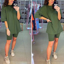 Load image into Gallery viewer, Simplee Casual solid outfits women's two piece suit with belt Home loose sports tracksuits fashion bicycle suit summer hot 2020