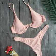 Load image into Gallery viewer, Hot Sale Women Push-up Bandage Bikini Solid Color Swimsuit Low Waist Triangle Swimwear Sexy Bathing Suit Maillot De Bain Femme