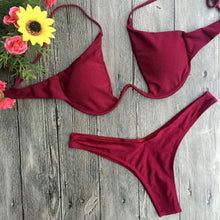 Load image into Gallery viewer, Hot Sale Women Push-up Bandage Bikini Solid Color Swimsuit Low Waist Triangle Swimwear Sexy Bathing Suit Maillot De Bain Femme