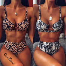 Load image into Gallery viewer, Catei Karrui NEW 2020 popular women's swimsuit Leopard Print Bikini split swimsuit sexy bikini swimming pool party essential