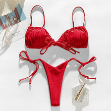 Load image into Gallery viewer, In-X Brazilian micro bikinis 2020 mujer Sexy string swimsuit female pleated bikini set Yellow swimwear women Mini bathing suit