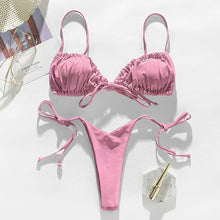 Load image into Gallery viewer, In-X Brazilian micro bikinis 2020 mujer Sexy string swimsuit female pleated bikini set Yellow swimwear women Mini bathing suit