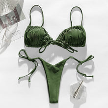 Load image into Gallery viewer, In-X Brazilian micro bikinis 2020 mujer Sexy string swimsuit female pleated bikini set Yellow swimwear women Mini bathing suit