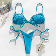 Load image into Gallery viewer, In-X Brazilian micro bikinis 2020 mujer Sexy string swimsuit female pleated bikini set Yellow swimwear women Mini bathing suit