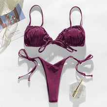 Load image into Gallery viewer, In-X Brazilian micro bikinis 2020 mujer Sexy string swimsuit female pleated bikini set Yellow swimwear women Mini bathing suit