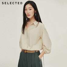 Load image into Gallery viewer, SELECTED Women's Loose Fit Drawstring Temperament 3/4 Sleeves Shirt S|420251506
