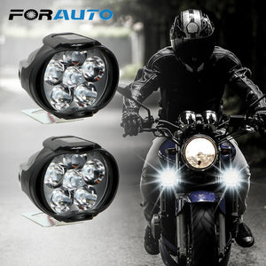 1 par de faros delanteros para motocicletas 6500 k, Blanco superbrillante, 6 LED de trabajo, faro antiniebla para motocicletas, foco LED para Scooters 1200LM