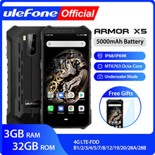 Load image into Gallery viewer, Ulefone Armor X5 MT6763 Octa core ip68 Rugged Waterproof  Smartphone Android 9.0  Cell Phone 3GB 32GB NFC  4G LTE Mobile Phone
