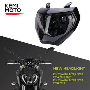 KEMiMOTO MT07 MT09 Headlight LED Lamp MT07 2018 2019 For Headlight YAMAHA MT09 FZ09 2014 2015 2016 DRL 110W