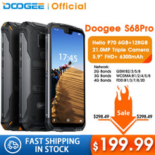 Load image into Gallery viewer, IP68 Waterproof DOOGEE S68 Pro Rugged Phone Helio P70 Octa Core 6GB 128GB Wireless Charge NFC 6300mAh 12V2A Charge 5.9 inch FHD+
