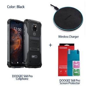 IP68 Waterproof DOOGEE S68 Pro Rugged Phone Helio P70 Octa Core 6GB 128GB Wireless Charge NFC 6300mAh 12V2A Charge 5.9 inch FHD+