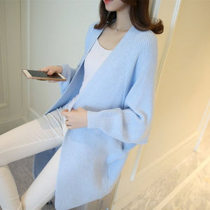 2020 Long Cardigan women Sweater Autumn Winter Bat sleeve Knitted Sweater Plus size Jacket Loose Ladies Sweaters Cardigans 3XL