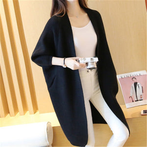 2020 Long Cardigan women Sweater Autumn Winter Bat sleeve Knitted Sweater Plus size Jacket Loose Ladies Sweaters Cardigans 3XL