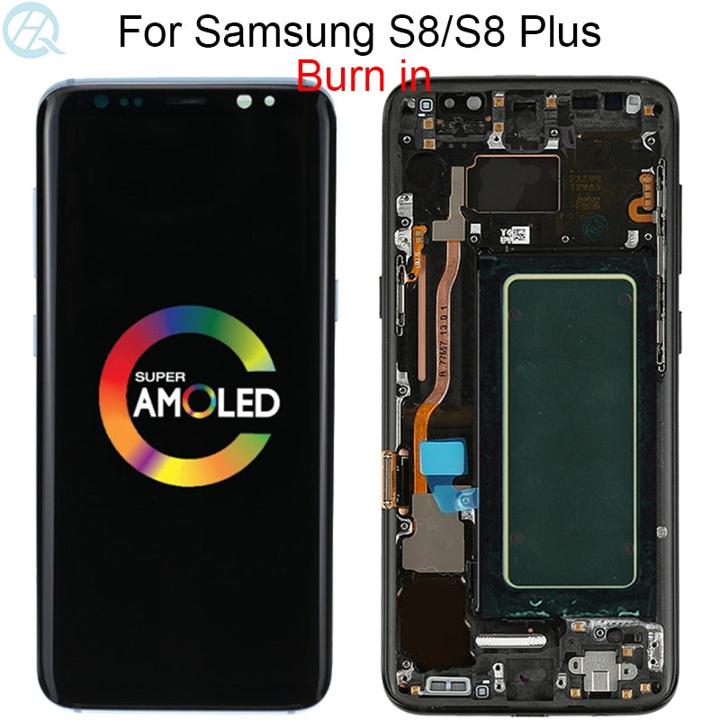 Original For Samsung Galaxy S8 LCD With Frame Super Amoled G950F G950U Touch Screen S8 Plus G955F G955U Touch Screen Assembly