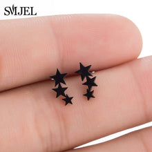 Load image into Gallery viewer, SMJEL Stainless Steel Earrings Mickey Women Men Hip hop Black Star Moon Stud Earring Fashion Jewelry Best Gift for Friend Girl
