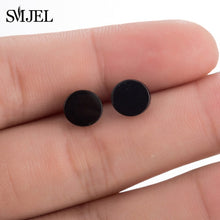 Load image into Gallery viewer, SMJEL Stainless Steel Earrings Mickey Women Men Hip hop Black Star Moon Stud Earring Fashion Jewelry Best Gift for Friend Girl
