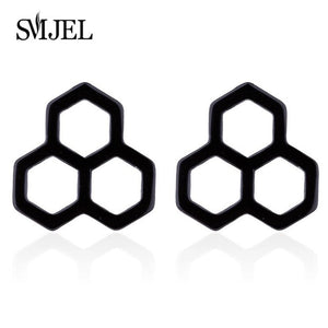 SMJEL Stainless Steel Earrings Mickey Women Men Hip hop Black Star Moon Stud Earring Fashion Jewelry Best Gift for Friend Girl