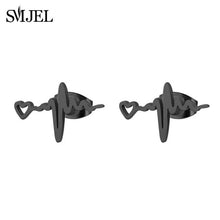 Load image into Gallery viewer, SMJEL Stainless Steel Earrings Mickey Women Men Hip hop Black Star Moon Stud Earring Fashion Jewelry Best Gift for Friend Girl
