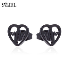 Load image into Gallery viewer, SMJEL Stainless Steel Earrings Mickey Women Men Hip hop Black Star Moon Stud Earring Fashion Jewelry Best Gift for Friend Girl
