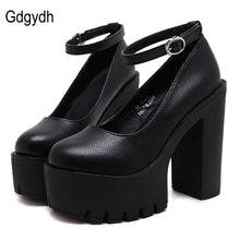 Load image into Gallery viewer, Gdgydh 2020 new spring autumn casual high-heeled shoes sexy ruslana korshunova thick heels platform pumps Black White Size 42
