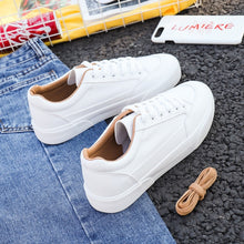 Load image into Gallery viewer, Women Sneakers Leather Shoes Spring Trend Casual Flats Sneakers Female New Fashion Comfort White  Vulcanized Platform Shoes
