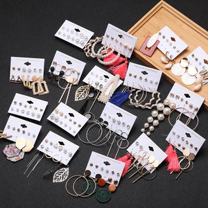 Tassel Acrylic Earrings For Women Bohemian Earrings Set Big Geometric Drop Earring 2020 Pearl Earrings Set DIY Fashion Jewelry