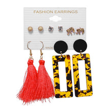 Load image into Gallery viewer, Tassel Acrylic Earrings For Women Bohemian Earrings Set Big Geometric Drop Earring 2020 Pearl Earrings Set DIY Fashion Jewelry
