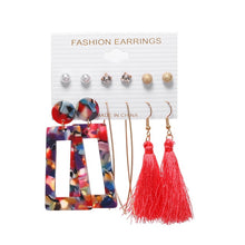 Load image into Gallery viewer, Tassel Acrylic Earrings For Women Bohemian Earrings Set Big Geometric Drop Earring 2020 Pearl Earrings Set DIY Fashion Jewelry
