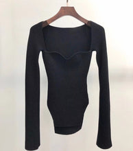 Load image into Gallery viewer, DEAT 2020 new spring and summer fashion women clothes cashmere sqaure collar full sleeves elastic high waist sexy pullover WK080
