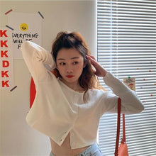 Load image into Gallery viewer, Korean Style O-neck Short Knitted Sweaters Women Thin Cardigan Fashion Short Sleeve Sun Protection Crop Top Ropa Mujer
