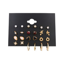 Load image into Gallery viewer, FNIO Women&#39;s Earrings Set Pearl Earrings For Women Bohemian Fashion Jewelry 2020 Geometric Crystal Heart Stud Earrings
