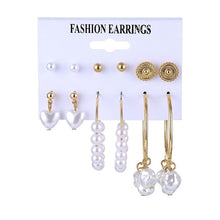 Load image into Gallery viewer, FNIO Women&#39;s Earrings Set Pearl Earrings For Women Bohemian Fashion Jewelry 2020 Geometric Crystal Heart Stud Earrings
