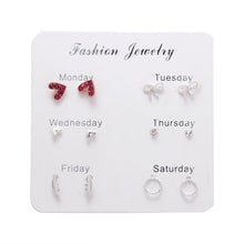 Load image into Gallery viewer, FNIO Women&#39;s Earrings Set Pearl Earrings For Women Bohemian Fashion Jewelry 2020 Geometric Crystal Heart Stud Earrings
