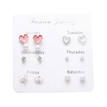 Load image into Gallery viewer, FNIO Women&#39;s Earrings Set Pearl Earrings For Women Bohemian Fashion Jewelry 2020 Geometric Crystal Heart Stud Earrings
