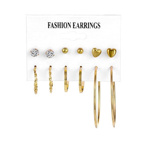 FNIO Women's Earrings Set Pearl Earrings For Women Bohemian Fashion Jewelry 2020 Geometric Crystal Heart Stud Earrings