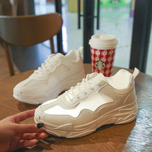 White Women Shoes New Lace-Up Chunky Sneakers for Women Vulcanize Shoes Casual Fashion Warm Dad Shoes Platform Sneakers Basket