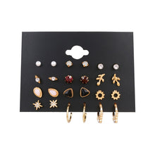 Load image into Gallery viewer, EN 12 Pairs Flower Women&#39;S Earrings Set Pearl Crystal Stud Earrings Boho Geometric Tassel Earrings For Women 2020 Jewelry Gift
