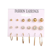 Load image into Gallery viewer, EN 12 Pairs Flower Women&#39;S Earrings Set Pearl Crystal Stud Earrings Boho Geometric Tassel Earrings For Women 2020 Jewelry Gift
