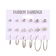 Load image into Gallery viewer, EN 12 Pairs Flower Women&#39;S Earrings Set Pearl Crystal Stud Earrings Boho Geometric Tassel Earrings For Women 2020 Jewelry Gift
